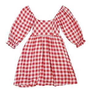 Pink Lily Red Gingham Babydoll Mini Dress S Coquette Milkmaid Cottagecore Preppy